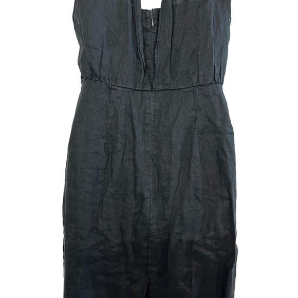 ANN TAYLOR LOFT Black 100% Linen Sleeveless Mini Length Lined High Neck Dress 6 - Picture 13 of 16